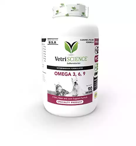 VetriScience Omega 3 Fish Oil for Dogs and Cats, 90 Soft Gels