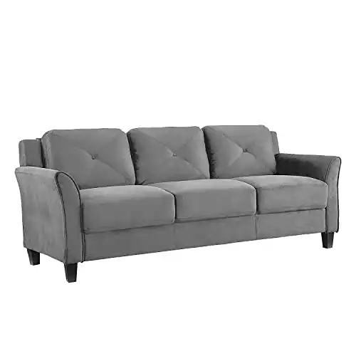 Lifestyle Solutions Collection Grayson Micro-Fabric Sofa, Dark Grey
