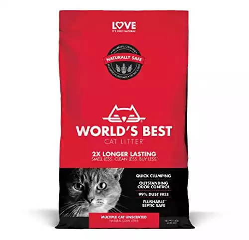 World’s Best Cat Litter Cat Scoopable Multiple Cat Clumping Formula, 14-Pound Bag