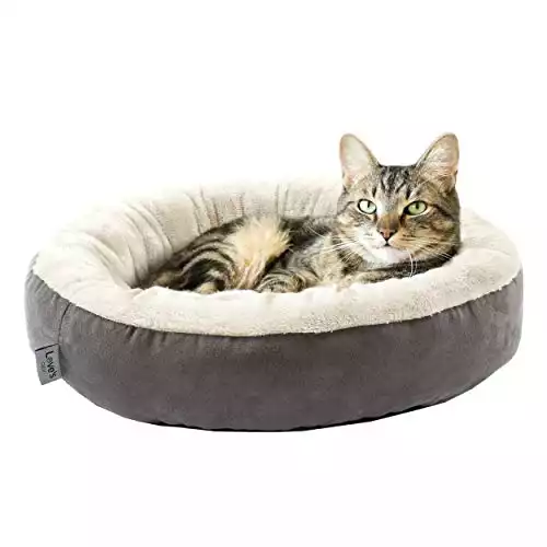 Round Donut Cat and Dog Cushion Bed - Anti-Slip & Water-Resistant Bottom, Super Soft & Durable