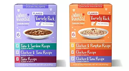 WholeHearted Grain Free Flaked Wet Cat Food Variety Pack
