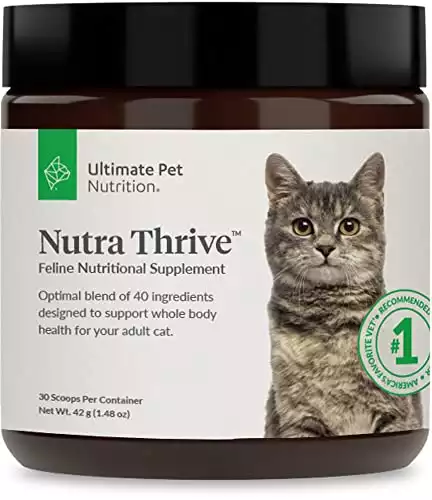 ULTIMATE PET NUTRITION Nutra Thrive Supplement for Cats, Vitamins, Minerals, Probiotics, Enzymes, Antioxidants