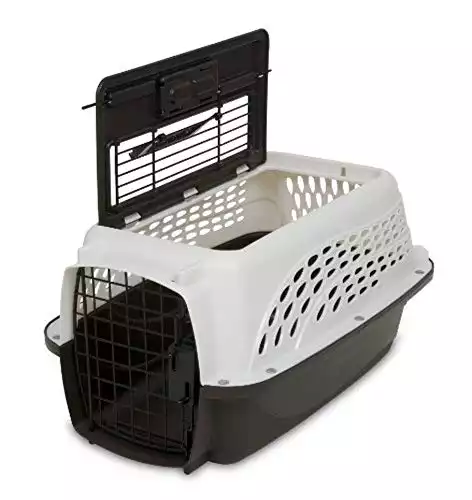 Petmate Two Door Top Load 19-Inch Pet Kennel, Metallic Pearl White and Coffee Ground Bottom