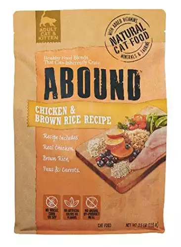 Abound Grain Free Natural Adult Cat & Kitten Dry Food, Chicken & Brown Rice