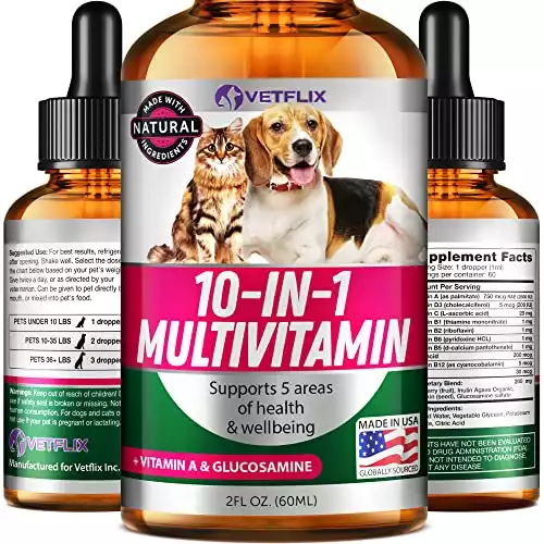Vetflix Pet Vitamins 10-in-1 Natural Glucosamine for Dogs & Cats