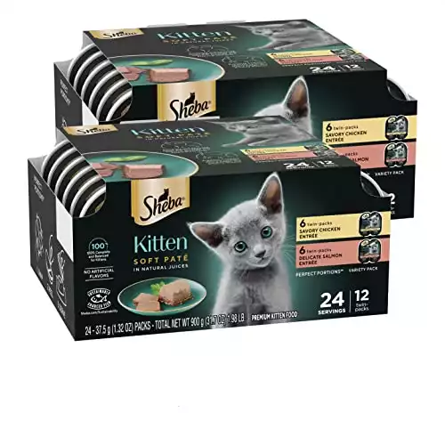 Sheba Perfect Portions Kitten Pate - Chicken & Salmon, 24 Twin-Pack Trays