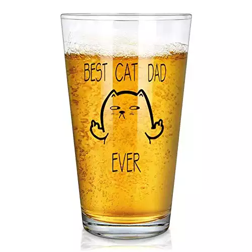 Best Cat Dad Beer Pint Glass - 15 Oz