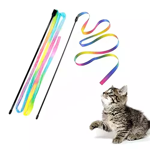 Interactive Cat Rainbow Wand Teaser Toy