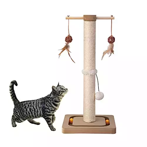 Premium Sisal Toll Scratch Posts with Tracking Interactive Toys for Indoor Cats and Kittens