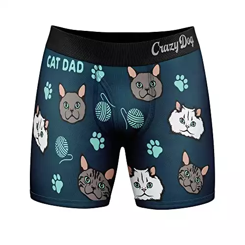 Crazy Dogs & Cats Dad Boxers With Paw Graphics