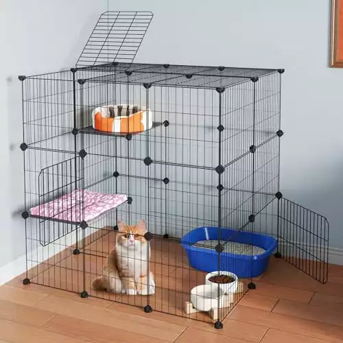 3-Tier Cat Cage With Detachable Metal Wire And Extra Exercise Place