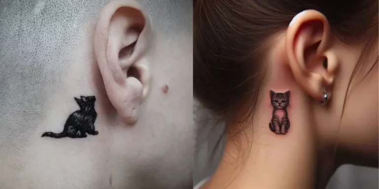 16 Charming Behind The Ear Cat Tattoos